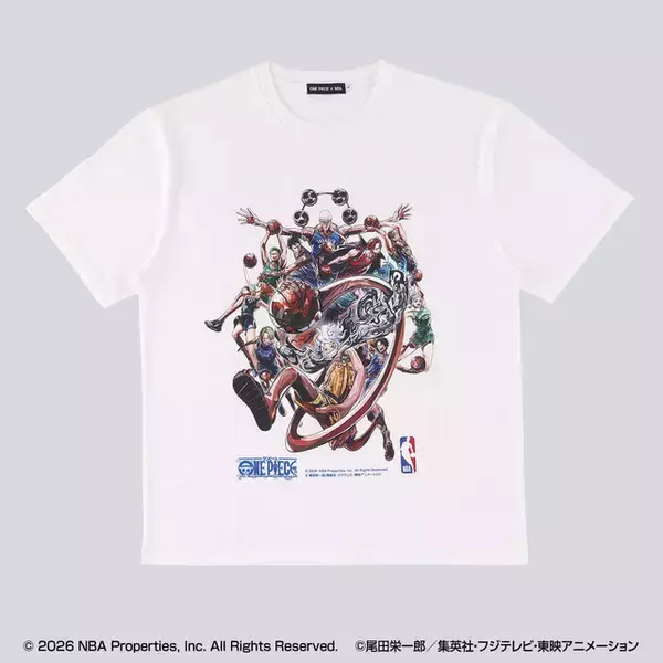 「ルフィの反則級のボール捌き…ローのビハインドパスはクールすぎ☆「ワンピース」×NBAコラボのTシャツがどれも欲しい♪」の画像