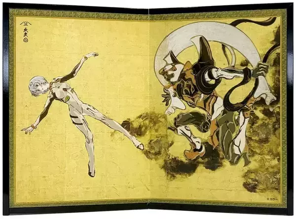 「「エヴァ」×国宝「風神雷神図屏風」！シンジ、アスカ、レイ、マリ、カヲルが新時代の屏風に…“雷神”初号機と誰を並べる？【7月17日発売】」の画像