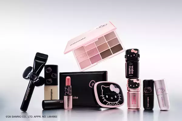 キティが大人かわいいコスメに大変身♪ 限定パケ＆カラーの定番アイパレットやリップも♪「wakemake」コラボ