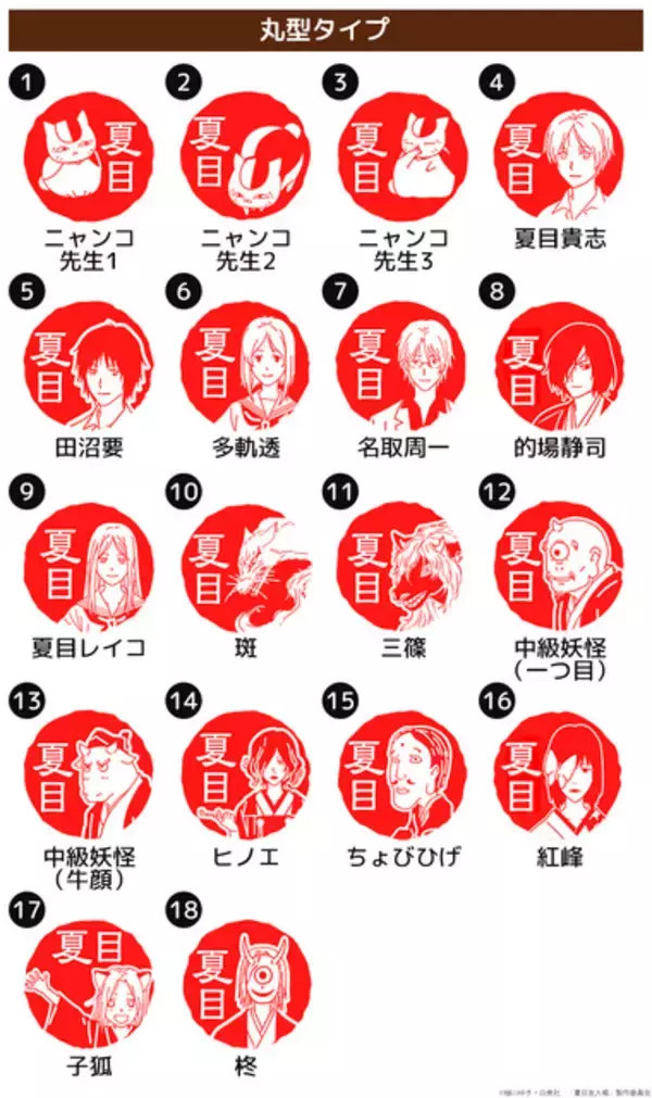 「色んなニャンコ先生が可愛い♪ 「夏目友人帳」ニャンコ先生、夏目貴志たち“遊印”をイメージしたはんこに！ 手紙や手帳をかわいく彩ろう」の画像