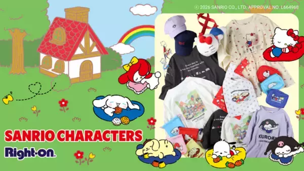 「ハローキティ、シナモロールたちがすやすやお昼寝～♪ Right-onコラボでアパレルから小物まで全12種登場☆」の画像