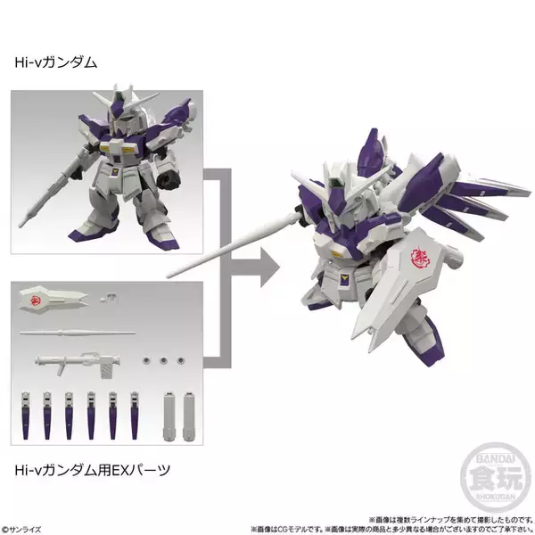 「Hi-vガンダム、サザビーのミニフィギュアが収録！ 「MOBILITY JOINT GUNDAM」がプレバンで予約受付中！EXパーツでサザビーはナイチンゲールに換装可能!?」の画像