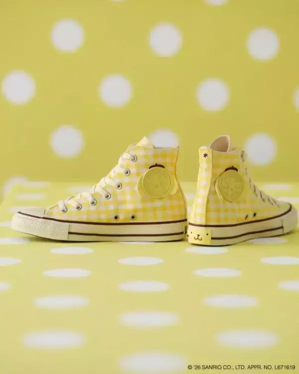 「ポムポムプリン＆クロミ＆ハローキティが「CONVERSE」に！耳やベレー帽デザインのアンクルパッチ、ドクロの刺繍、赤いリボンのかかと紐…特別なオールスターが登場☆」の画像