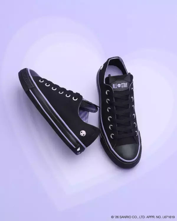 「ポムポムプリン＆クロミ＆ハローキティが「CONVERSE」に！耳やベレー帽デザインのアンクルパッチ、ドクロの刺繍、赤いリボンのかかと紐…特別なオールスターが登場☆」の画像