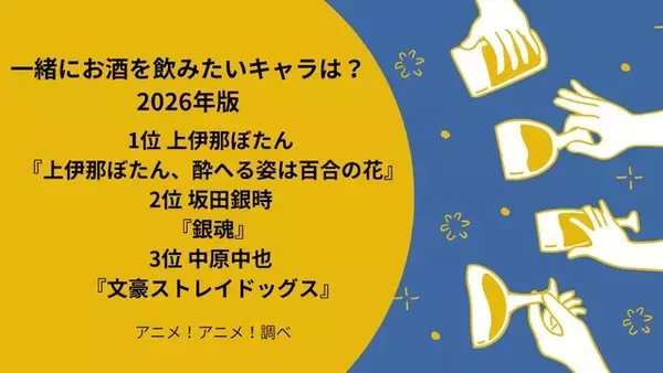 「一緒にお酒を飲みたいキャラは？ 3位「文スト」中原中也、2位「銀魂」坂田銀時、1位「上伊那ぼたん、酔へる姿は百合の花」上伊那ぼたん＜26年版＞」の画像