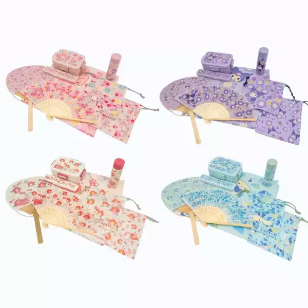 「「サンリオ」ハローキティ、マイメロディ、クロミ、シナモロールが上品な和モダンに♪ 和柄シリーズ全40アイテム登場！ ランチグッズや扇子、和小物まで」の画像