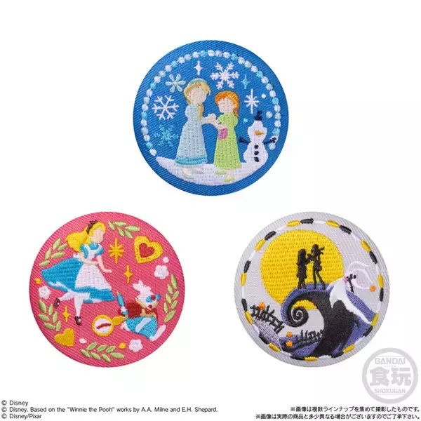 「蒸気船ウィリー」「ズートピア」「アナ雪」などディズニー名作の刺繍がカワイイ♪ 刺繍缶バッジビスケット発売