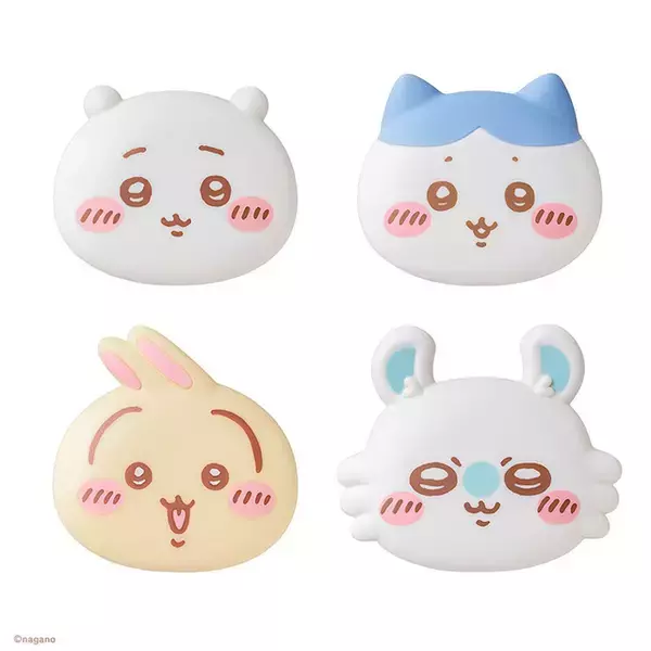 「ぷっくりフェイスがかわいい♪ ちいかわ、ハチワレ、うさぎ、モモンガのマルチバーム登場！ 髪・唇・爪の保湿などマルチに使える」の画像