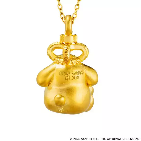 「ポムポムプリンが王冠かぶって純金ジュエリーに☆ お値段約27万円！30周年記念で登場」の画像