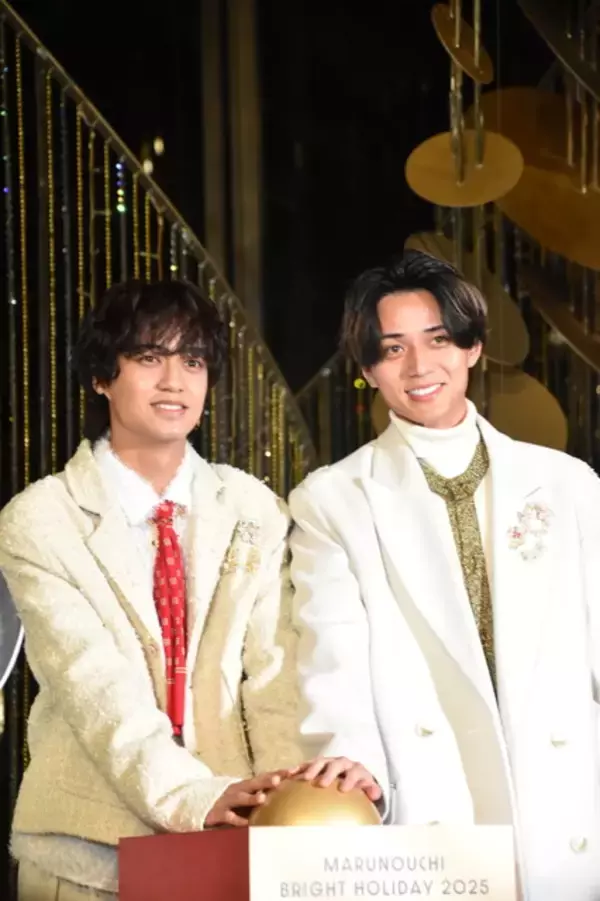 「キンプリ、クリスマスはミッキーと一緒に過ごす？ 永瀬廉、高橋海人が丸の内・点灯式に登場」の画像