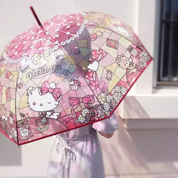 「【待望の再入荷】「サンリオ」シナモロールのステンドグラス傘♪ きらめく幻想的なデザインが美しすぎる～」の画像