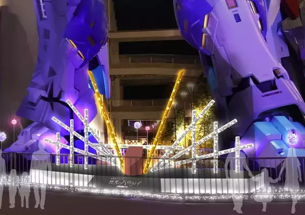 「福岡・実物大ν（ニュー）ガンダム立像、「閃光のハサウェイ」テーマでライトアップ！“Ξガンダム”カラーリング＆小野賢章ら点灯式登壇」の画像