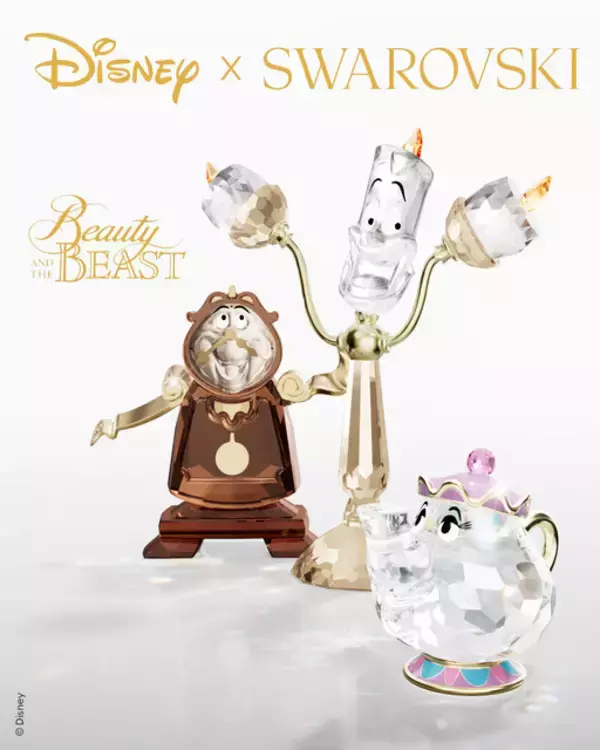 「400万円超えの輝き…！「美女と野獣」×スワロフスキーから新作オブジェ登場！初ダンスシーンや魔法のバラも」の画像