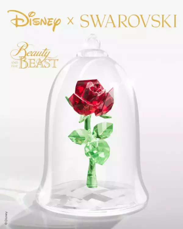 「400万円超えの輝き…！「美女と野獣」×スワロフスキーから新作オブジェ登場！初ダンスシーンや魔法のバラも」の画像