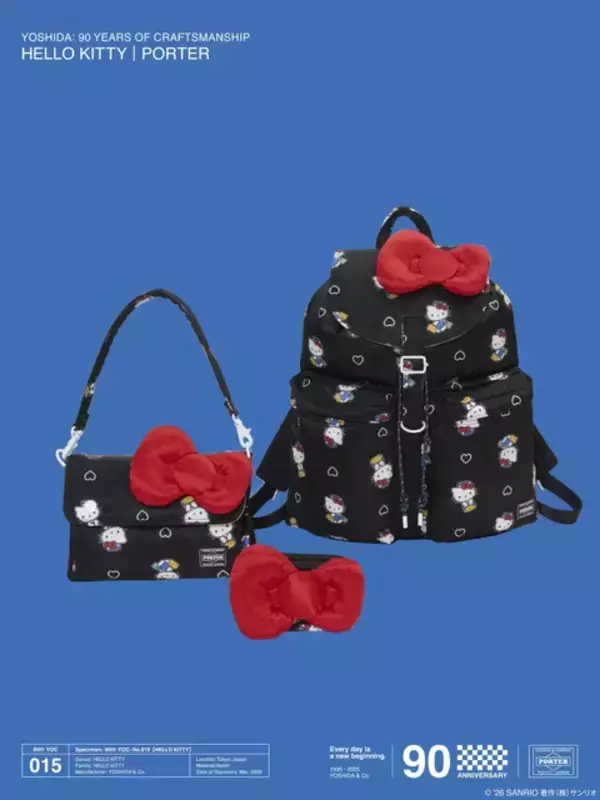 キティちゃんの赤いリボンをキュートにデザイン♪ 吉田カバンとのコラボアイテムが登場