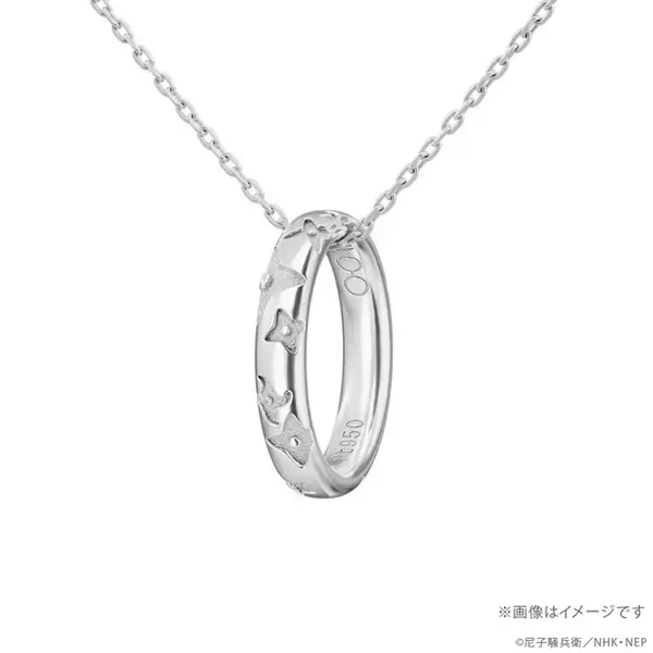 「「忍たま」乱太郎、土井先生、雑渡昆奈門ら全28人のモチーフ刻印…♪ リングネックレス登場！ 2本重ねると手裏剣柄が繋がるデザイン」の画像