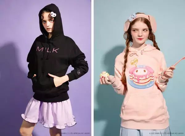 「「サンリオ」マイメロ＆クロミの、ガーリーワンピやユニセックスシャツ、お顔バッグも！豊富な全30型で「MILK」コラボ」の画像