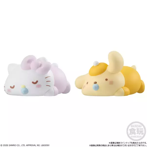 「「サンリオ」キティやポムポムプリン、シナモンたちがベビーverでやわらかソフビ化♪食玩「もっちりころりん♪」登場」の画像