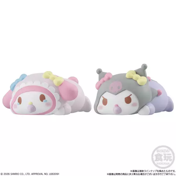 「「サンリオ」キティやポムポムプリン、シナモンたちがベビーverでやわらかソフビ化♪食玩「もっちりころりん♪」登場」の画像