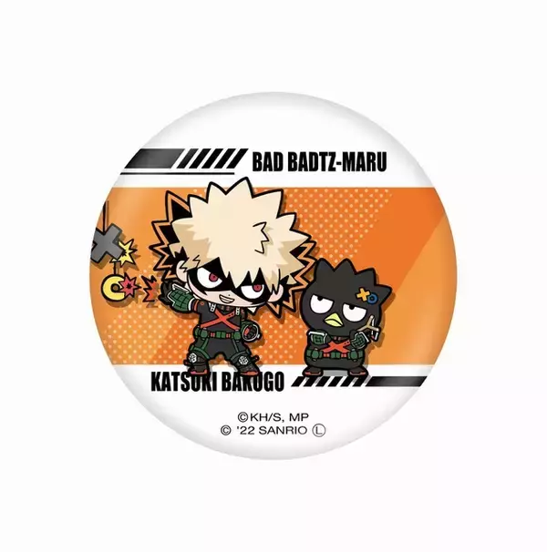 「ヒロアカ×サンリオ」爆豪勝己＆バッドばつ丸が元気いっぱい♪ 缶バッジ、エコバッグなど多彩なラインアップ　第2弾コラボグッズ