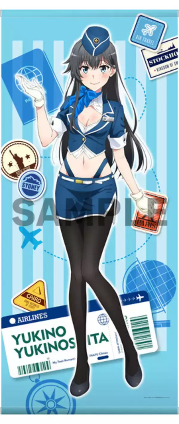 「ヘソ出しルックにドキドキ☆「俺ガイル」雪乃、結衣、いろは、小町がCA風コス衣装で登場♪」の画像