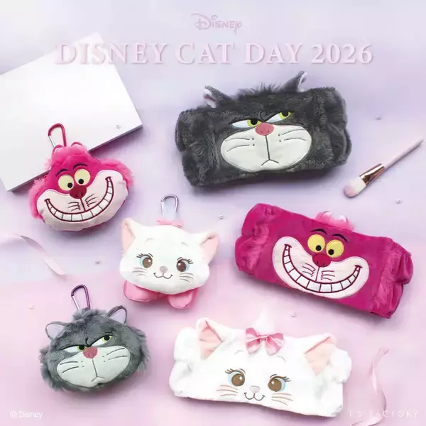 ニャーニャーニャー♪「ディズニー」猫キャラたちがふわふわグッズに！お顔ポーチ＆ヘアバンド【猫の日】