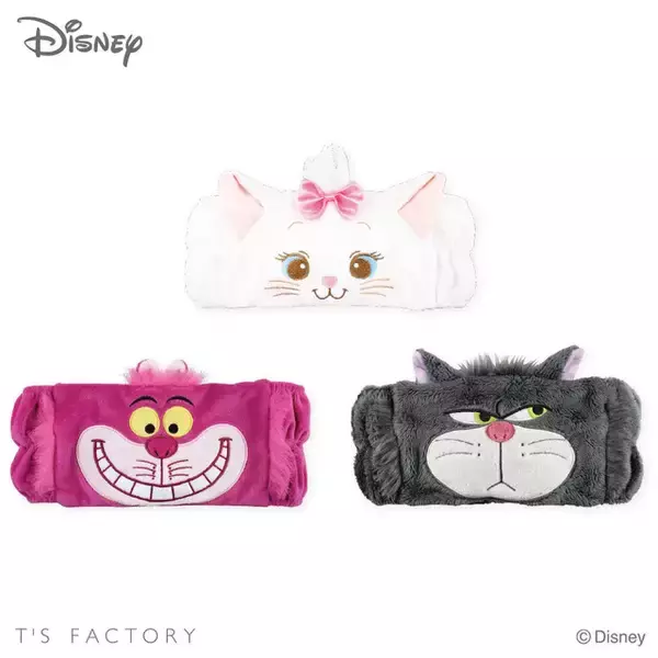 「ニャーニャーニャー♪「ディズニー」猫キャラたちがふわふわグッズに！お顔ポーチ＆ヘアバンド【猫の日】」の画像