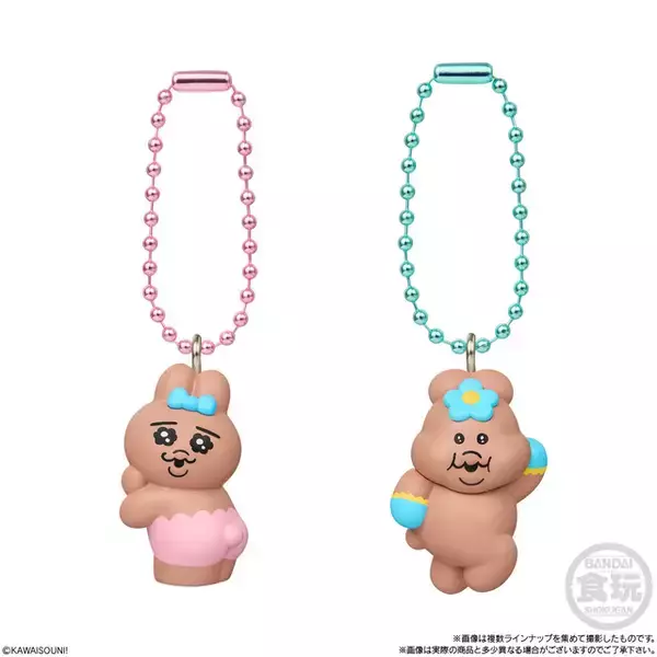 「おぱんちゅうさぎ×んぽちゃむのマスコット登場♪ しっぽイメージのイチゴチョコがけビスケットも」の画像