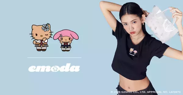 「「サンリオ」日焼けキティ＆マイメロのワンポイントがキュート♪「EMODA」コラボのTシャツやバッグが登場」の画像