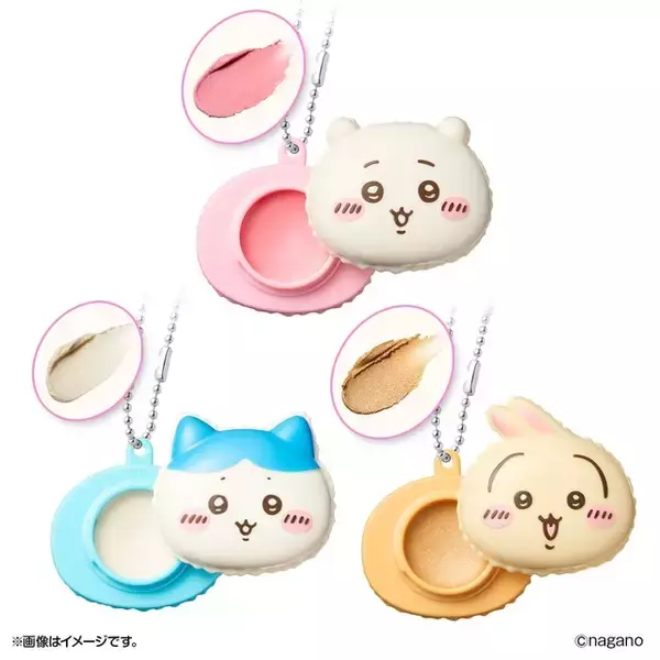 「ちいかわ、ハチワレたちのお顔がキュート♪ 「ちいかわ」コロッとかわいいマカロン型コスメが登場！ 実用性も兼ね備えたホイップ風マグネットも」の画像