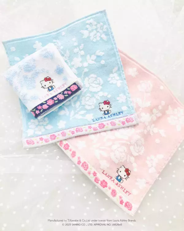「「サンリオ」シナモン＆キティが大人かわいい“ローラ アシュレイ”とコラボ♪ ハンカチシリーズ新作登場」の画像