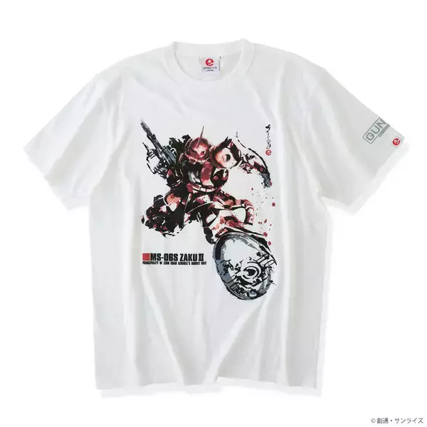 「νガンダム、ディジェ、百式などを筆絵タッチで表現！ 「ガンプラ」BOXアートを取り入れたTシャツ登場！ アムロ、シャアの歴代搭乗機を振り返れるラインナップ」の画像