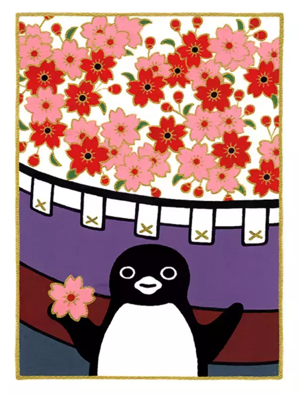 “Suicaのペンギン”の花札版画や、九谷焼コラボ作品も！坂崎千春の版画展「はんなりペンギン」が京都で開催中