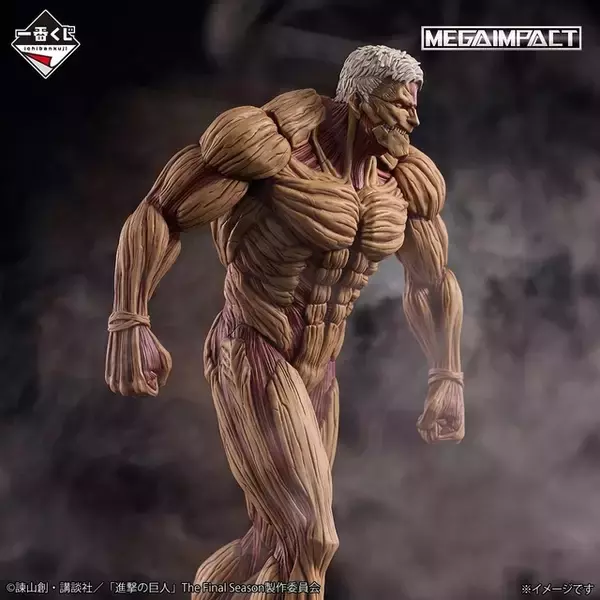 「「進撃の巨人」リアルすぎて怖い鎧の巨人や顎の巨人のフィギュアが当たる！ リヴァイのフィギュア、巨人ヘッドマグネットなどもラインナップ【一番くじ】」の画像