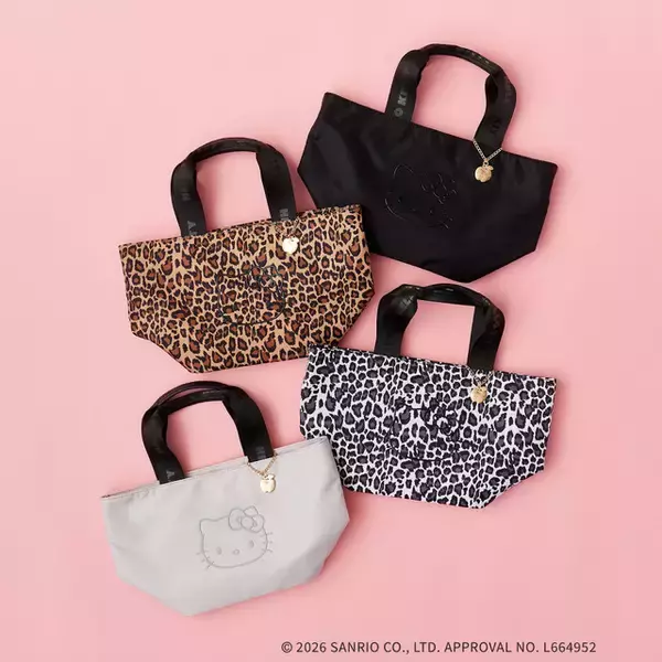 「「ハローキティ」ふわもこ＆レオパード柄が“オトナ女子”にピッタリ！ お顔ポーチや晴雨兼用折りたたみ傘も」の画像