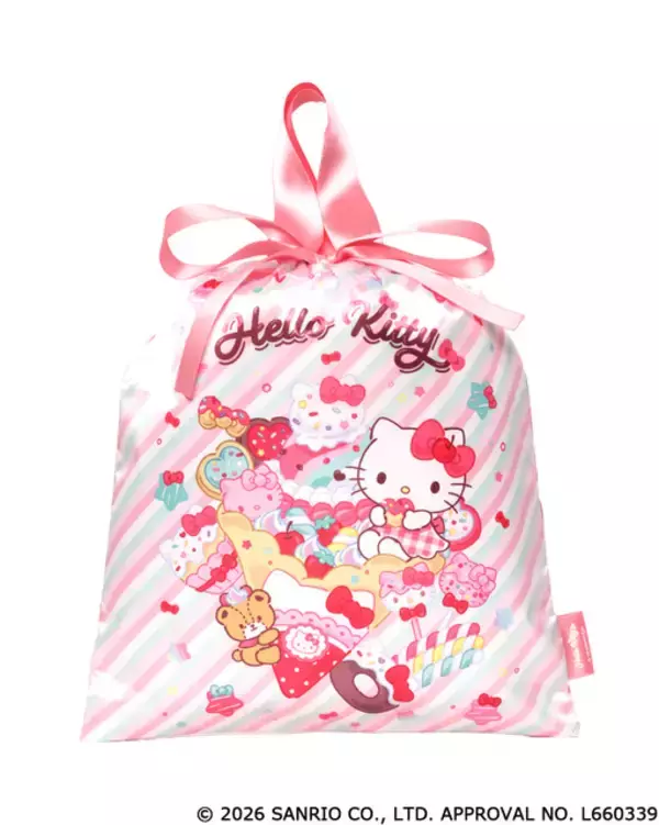 「サンリオ」キティ、シナモロール達がクレープをもぐもぐ♪ ツヤツヤ生地の巾着がカプセルトイに登場！5月上旬から