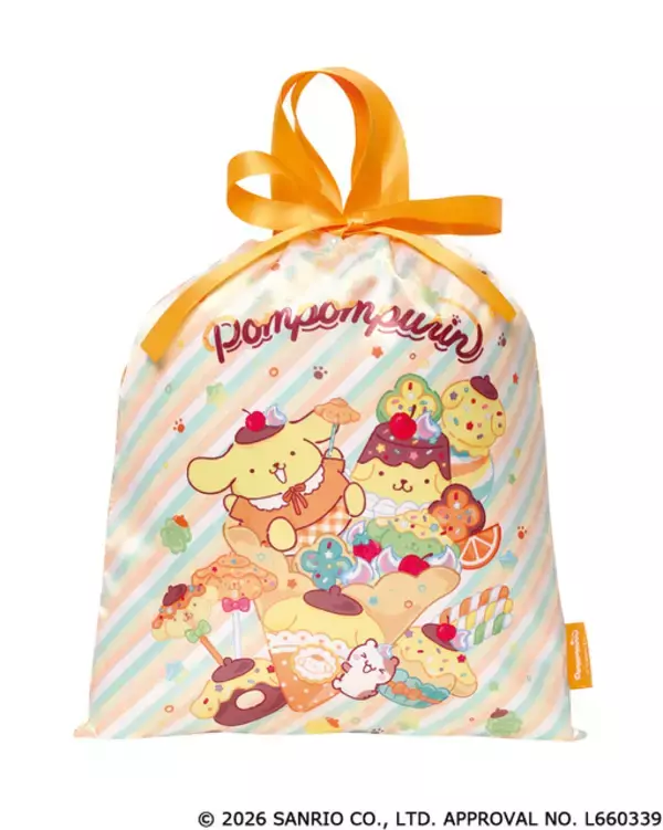 「「サンリオ」キティ、シナモロール達がクレープをもぐもぐ♪ ツヤツヤ生地の巾着がカプセルトイに登場！5月上旬から」の画像