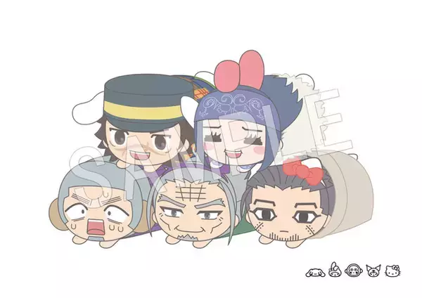 「「ゴールデンカムイ」杉元、アシ(リ)パらがサンリオキャラとコラボ！ もちころん＆お座りぬいぐるみマスコット登場」の画像