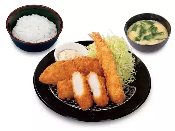 「【本日から】これはうれしい！松のや「海鮮盛合せ定食」が今年も　海老・イカ・白身魚」の画像