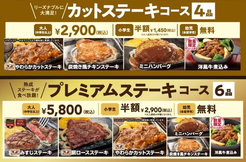 【本日開催】ステーキガストの「ステーキ食べ放題」90分制、2900円～
