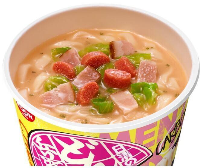 明太チーズカルボうどん「日清のどん兵衛」から登場　創作系うどんの人気メニュー