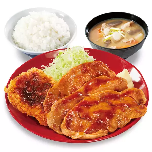 「かつや本気！ジャンボ生姜焼き×チキンカツ「これでもか」の豪快メニュー」の画像