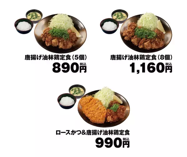 「たっぷりネギの香味ダレが絶品！松のや「唐揚げ油淋鶏定食」」の画像