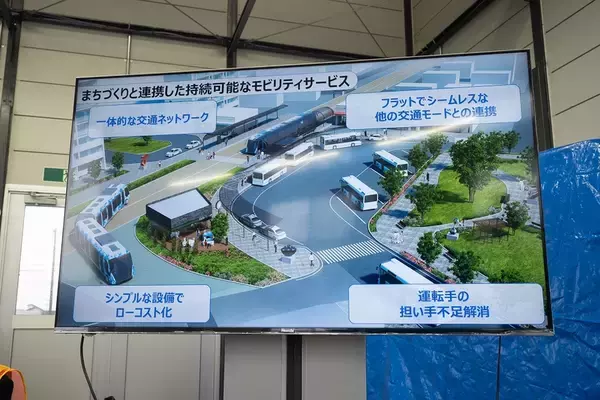 「ソフトバンクとJR西日本、専用テストコースでバスの自動運転と隊列走行の実証実験」の画像