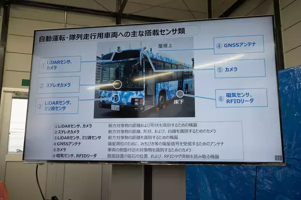 「ソフトバンクとJR西日本、専用テストコースでバスの自動運転と隊列走行の実証実験」の画像