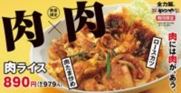とにかく茶色い！かつや「肉ライス」肉に肉をのせた　10万食限定で