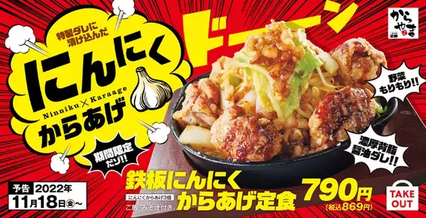 ご飯がすすむ鉄板メニュー 「からやま」年末恒例「にんにくからあげ」