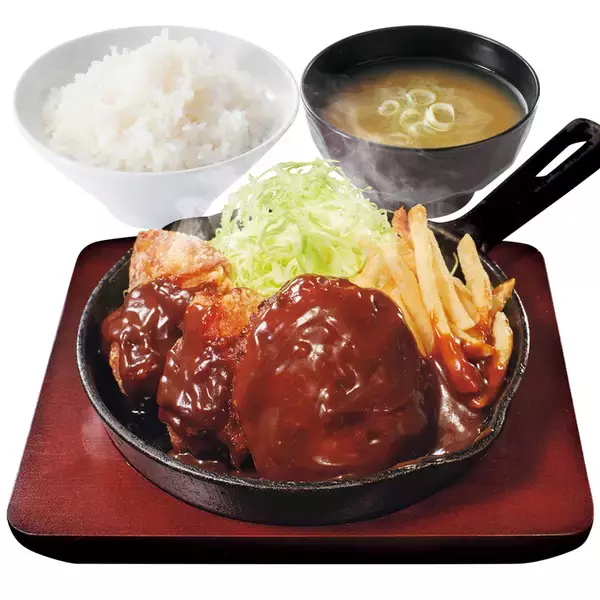 「からやま「デミハンバーグとデミからあげの合盛り定食」デミからあげも新登場」の画像