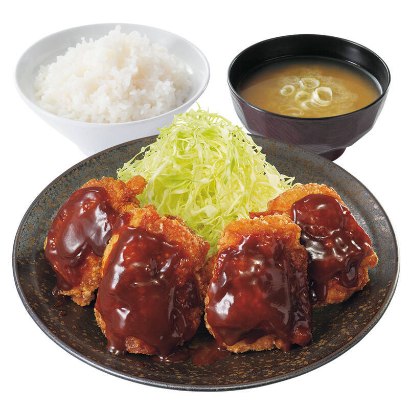 からやま「デミハンバーグとデミからあげの合盛り定食」デミからあげも新登場