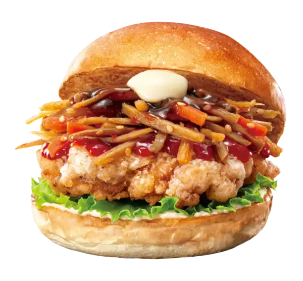 「口が幸せになるやつ！ チキン竜田×きんぴらの「鶏ごぼうバーガー」など4種登場」の画像